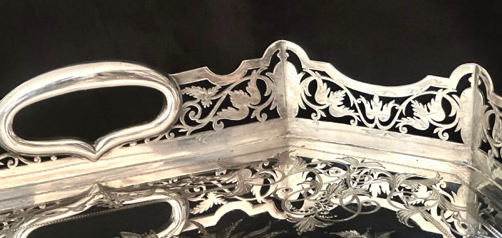 !9th Century Silver Plated Tray of Very Large Proportions. View VII