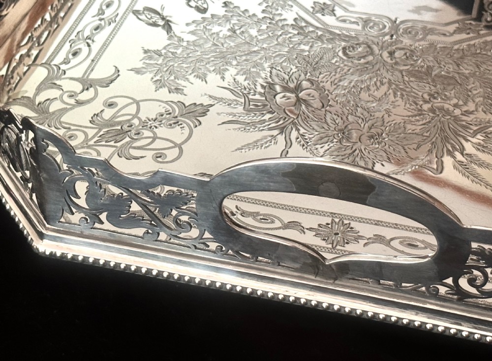 !9th Century Silver Plated Tray of Very Large Proportions. View VIII