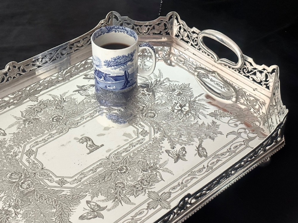 !9th Century Silver Plated Tray of Very Large Proportions. View XIV