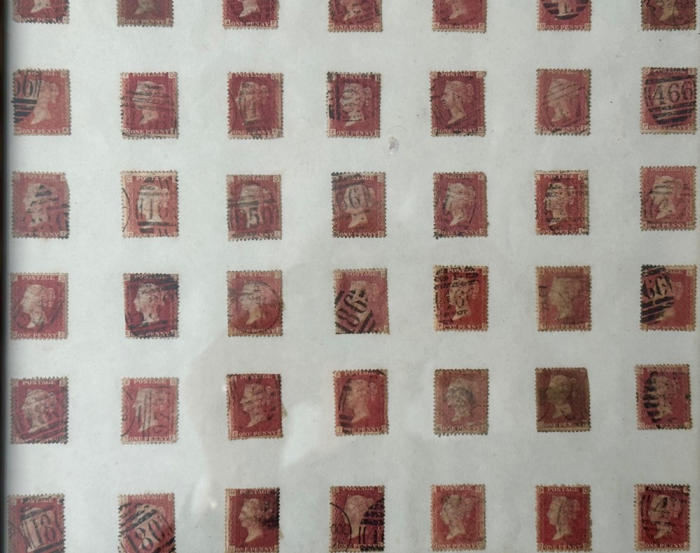 Framed Set of Forty-Two Penny Red Stamps View II