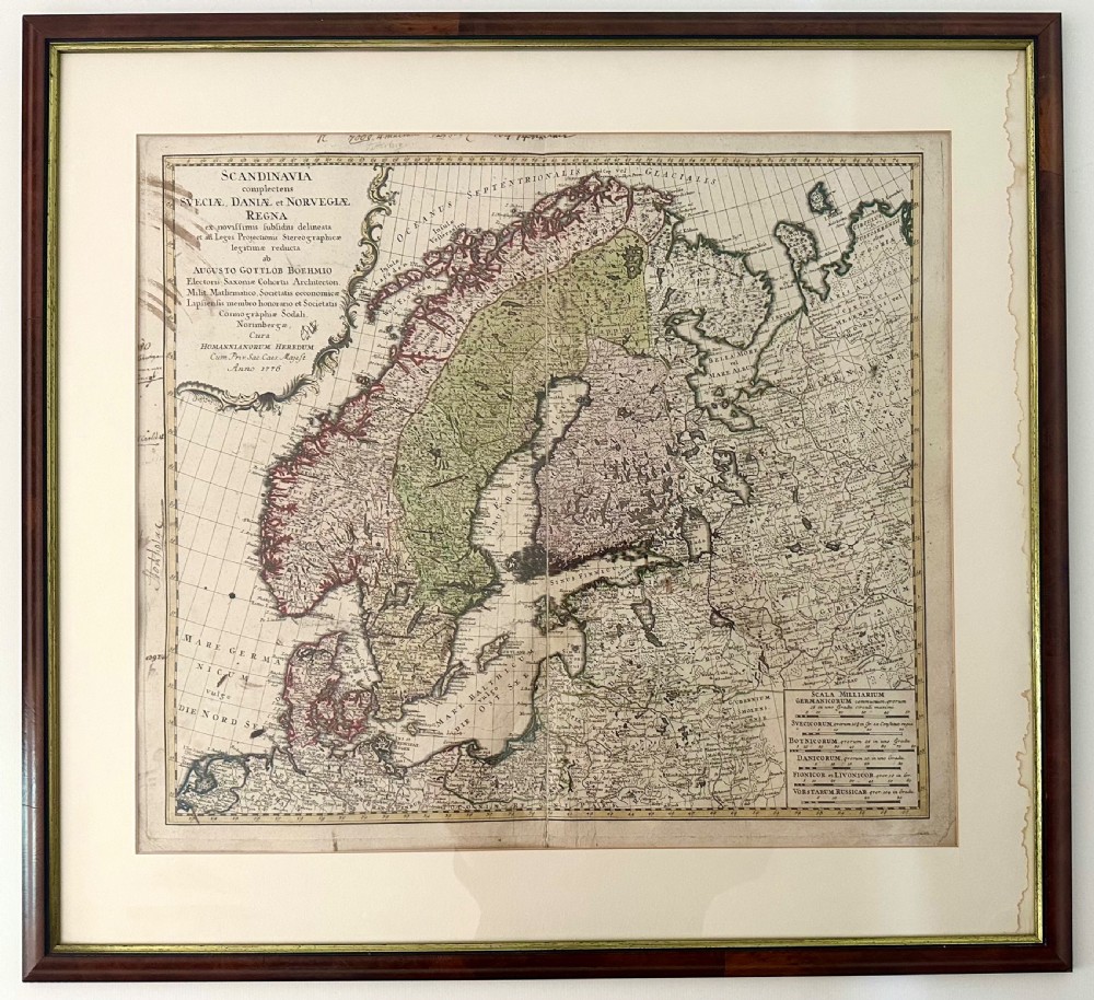 18th Century Engraved Map of Scandinavia View II