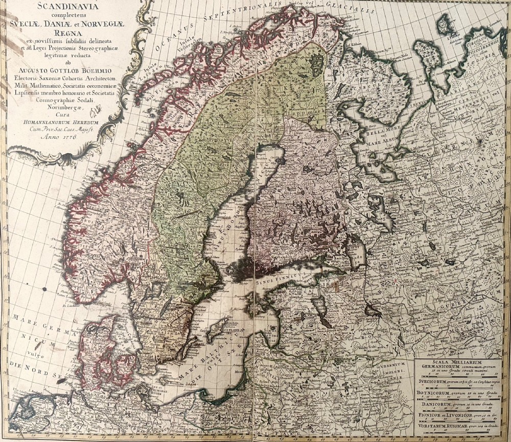 18th Century Engraved Map of Scandinavia View III