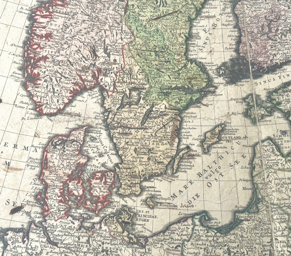 18th Century Engraved Map of Scandinavia View VI