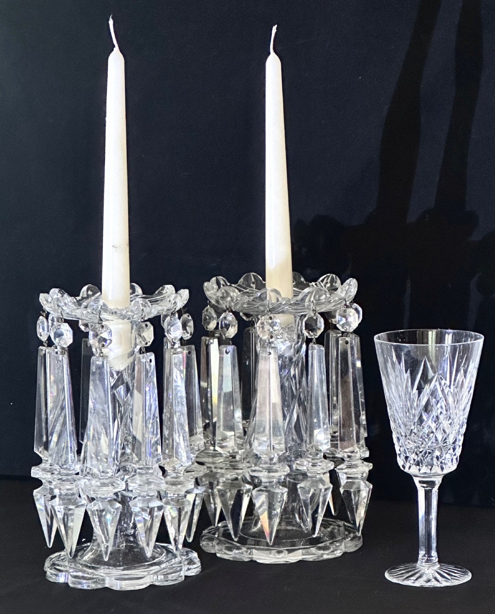 Pair of 19th Century Glass Lustres with Prismatic Drops View VI