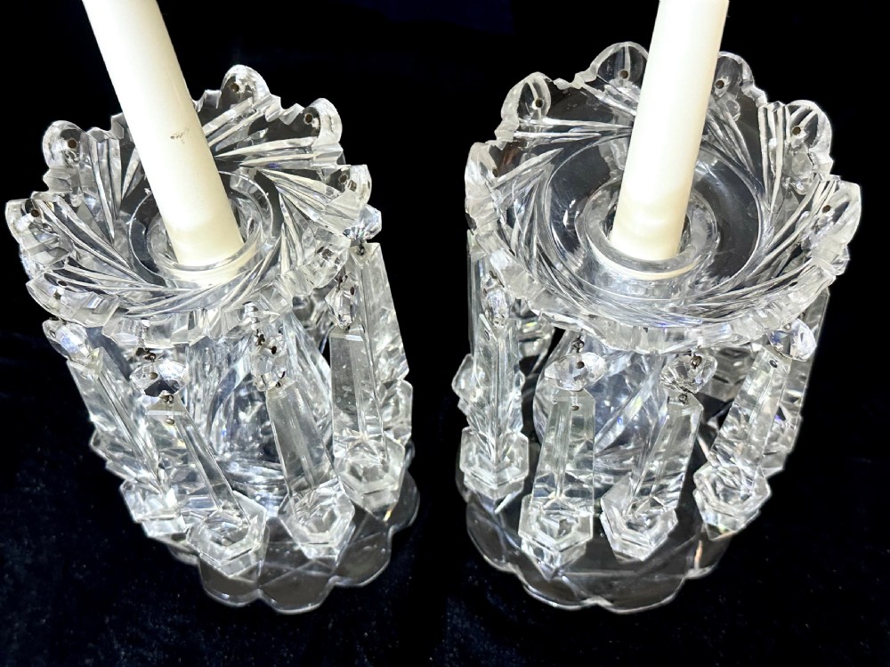 Pair of 19th Century Glass Lustres with Prismatic Drops View VII