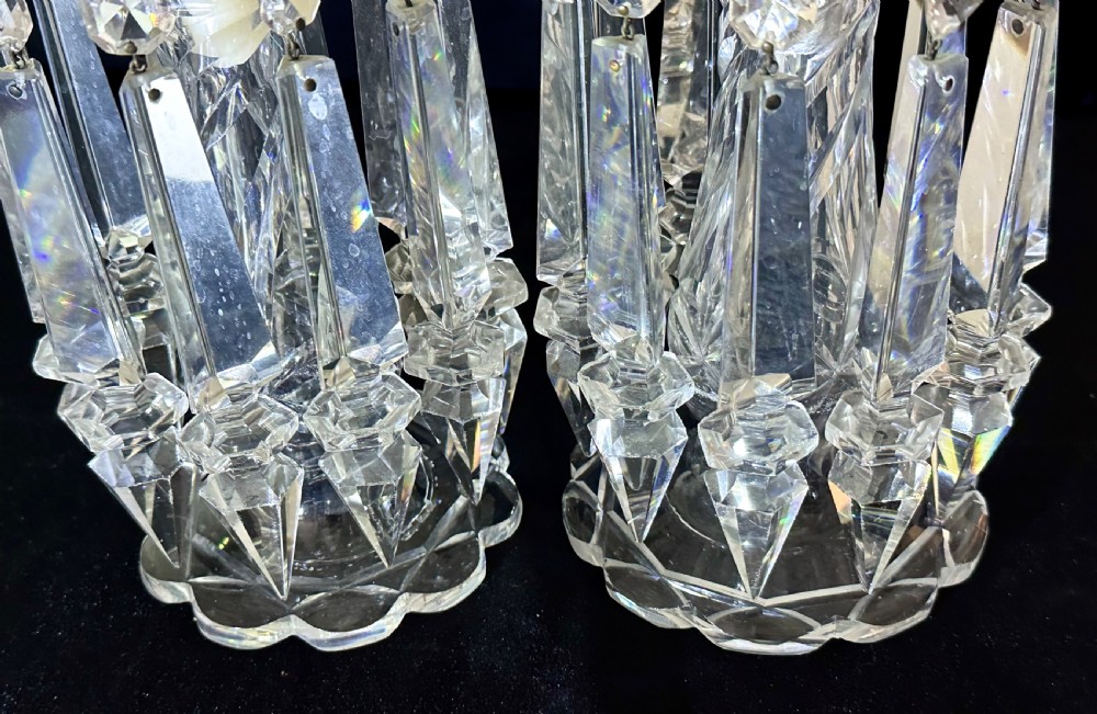 Pair of 19th Century Glass Lustres with Prismatic Drops View VIII
