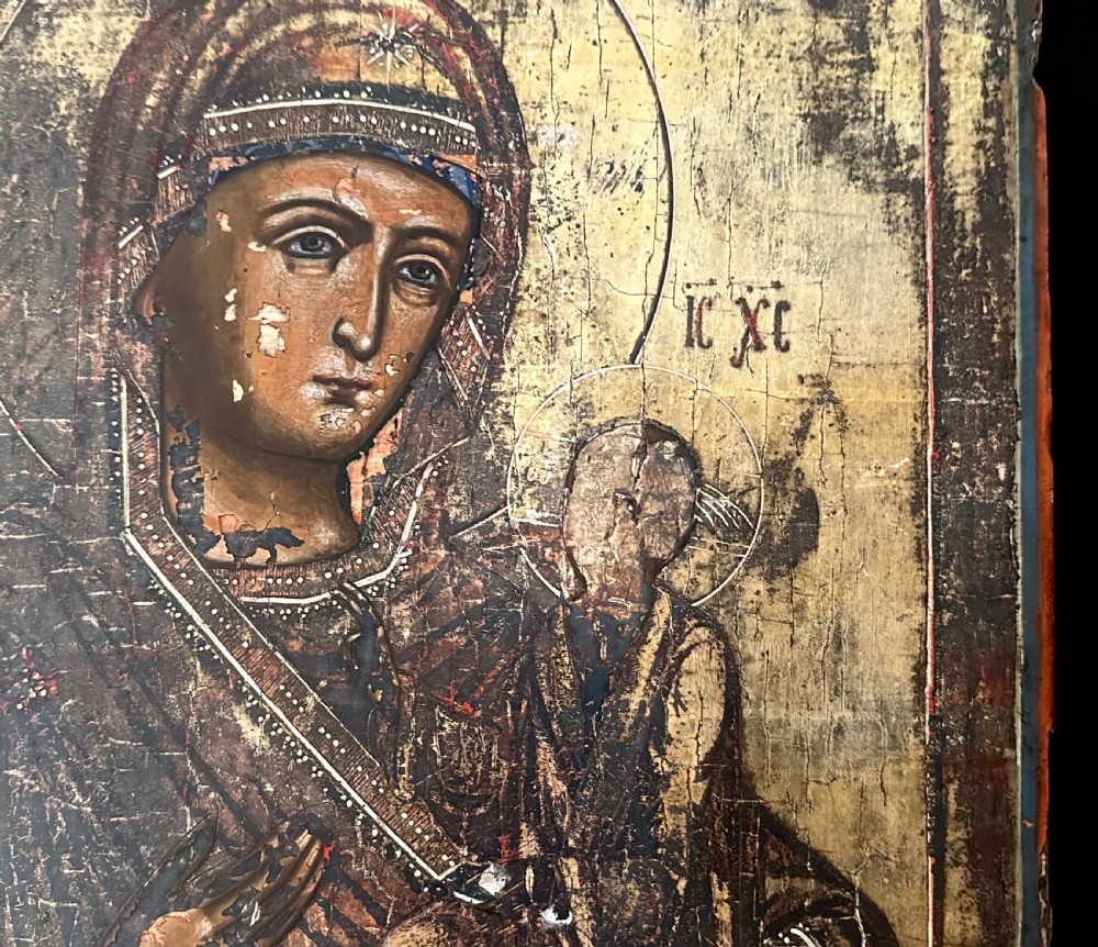 19th Century Russian Icon Depicting The Virgin Mary and The Christ Child View IV