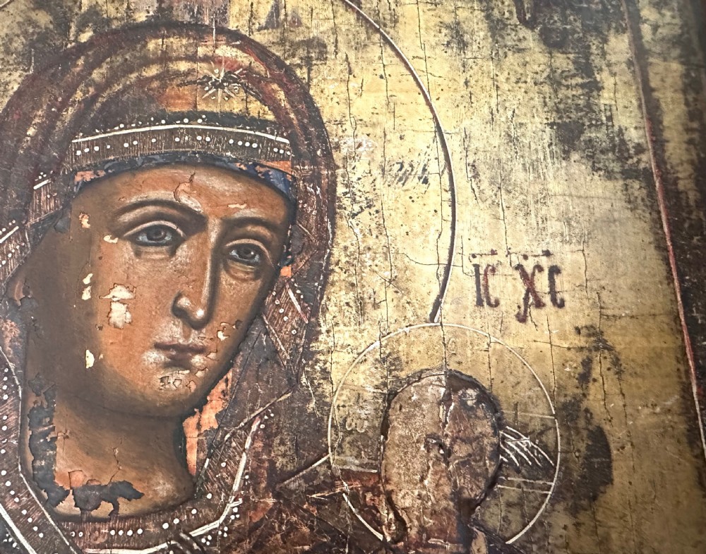 19th Century Russian Icon Depicting The Virgin Mary and The Christ Child View VI