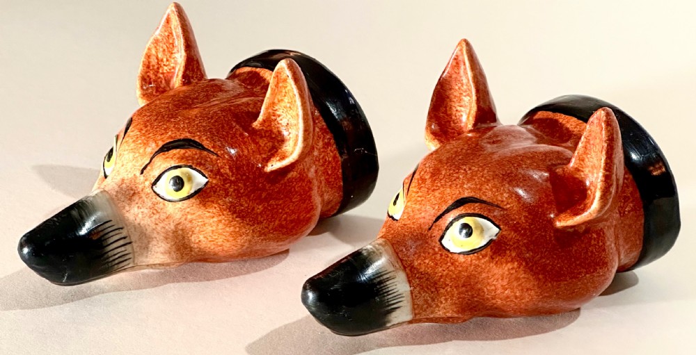 Pair of Staffordshire Fox Stirrup Cups. View III