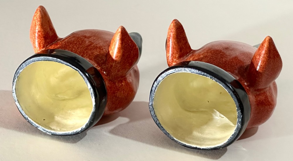 Pair of Staffordshire Fox Stirrup Cups. View IV
