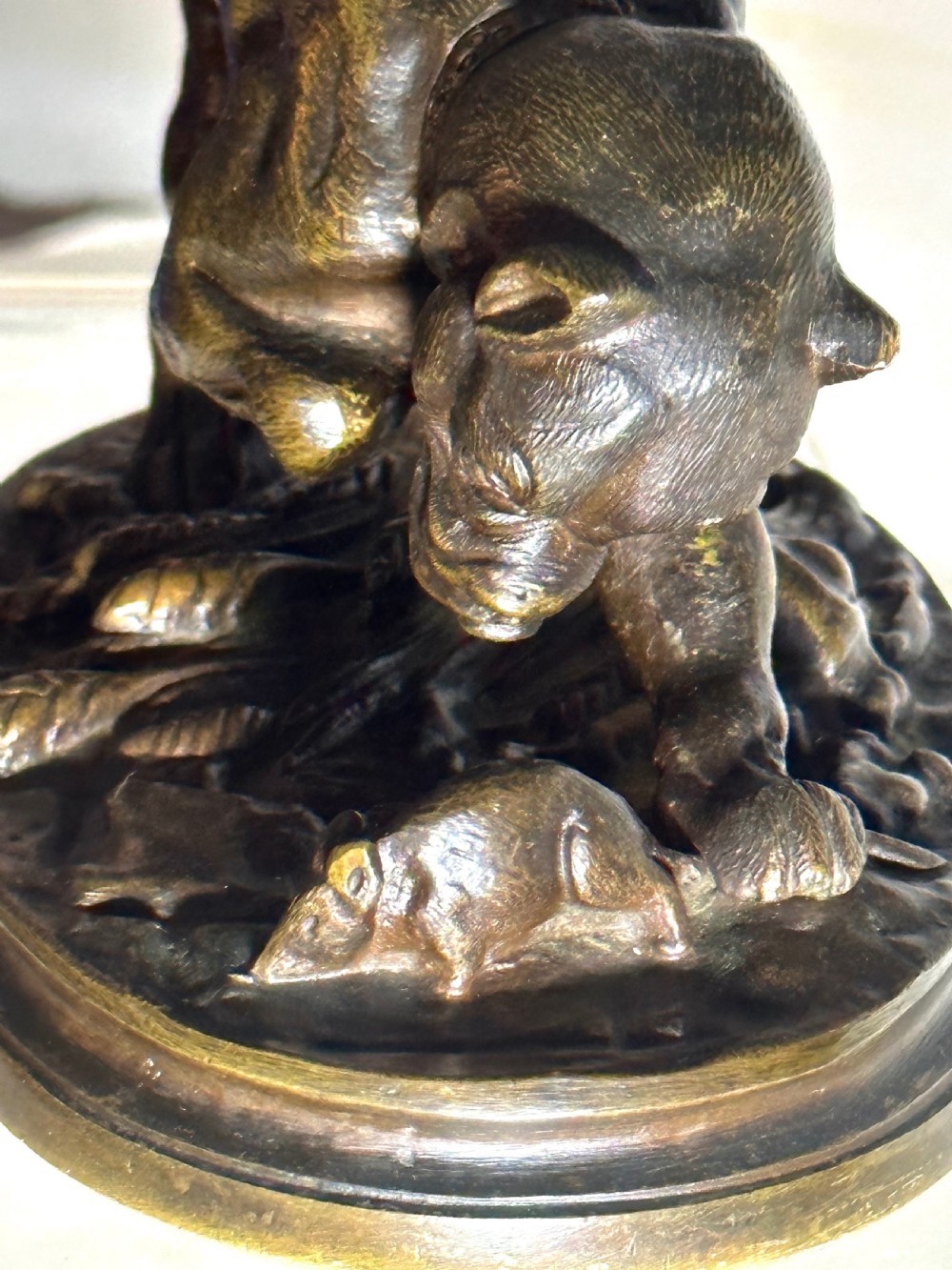 Bronze Sculpture of  a Dog with a Rat View III