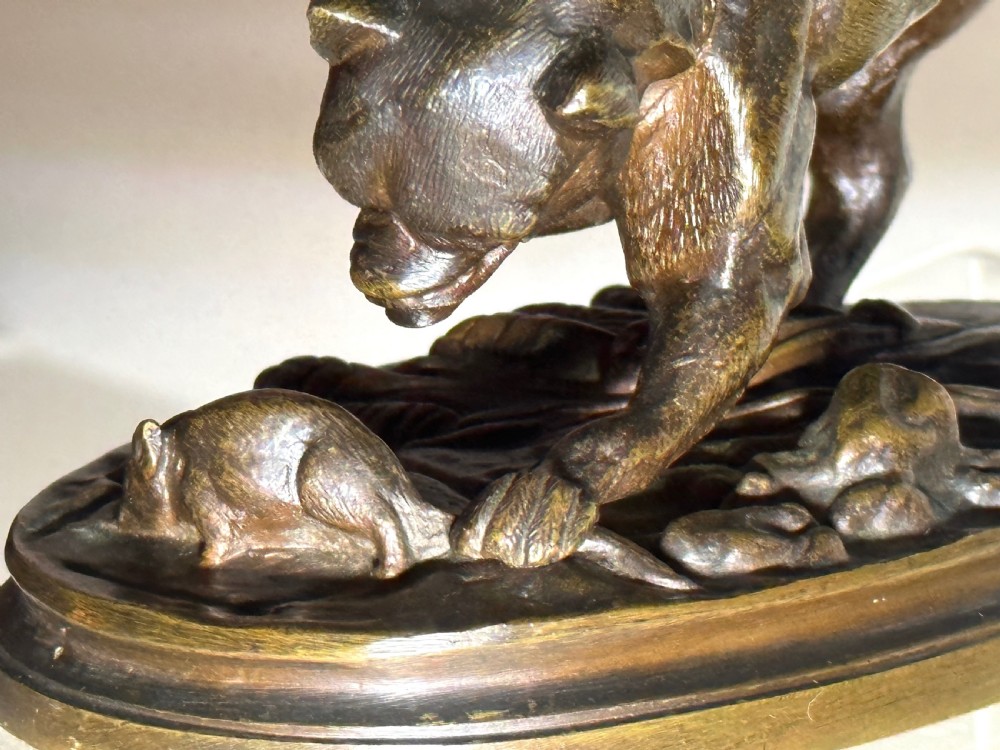 Bronze Sculpture of  a Dog with a Rat View IV