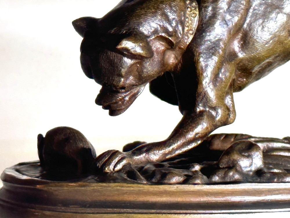Bronze Sculpture of  a Dog with a Rat View V