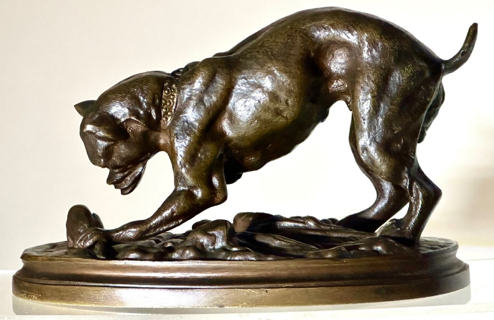 Bronze Sculpture of  a Dog with a Rat View VI