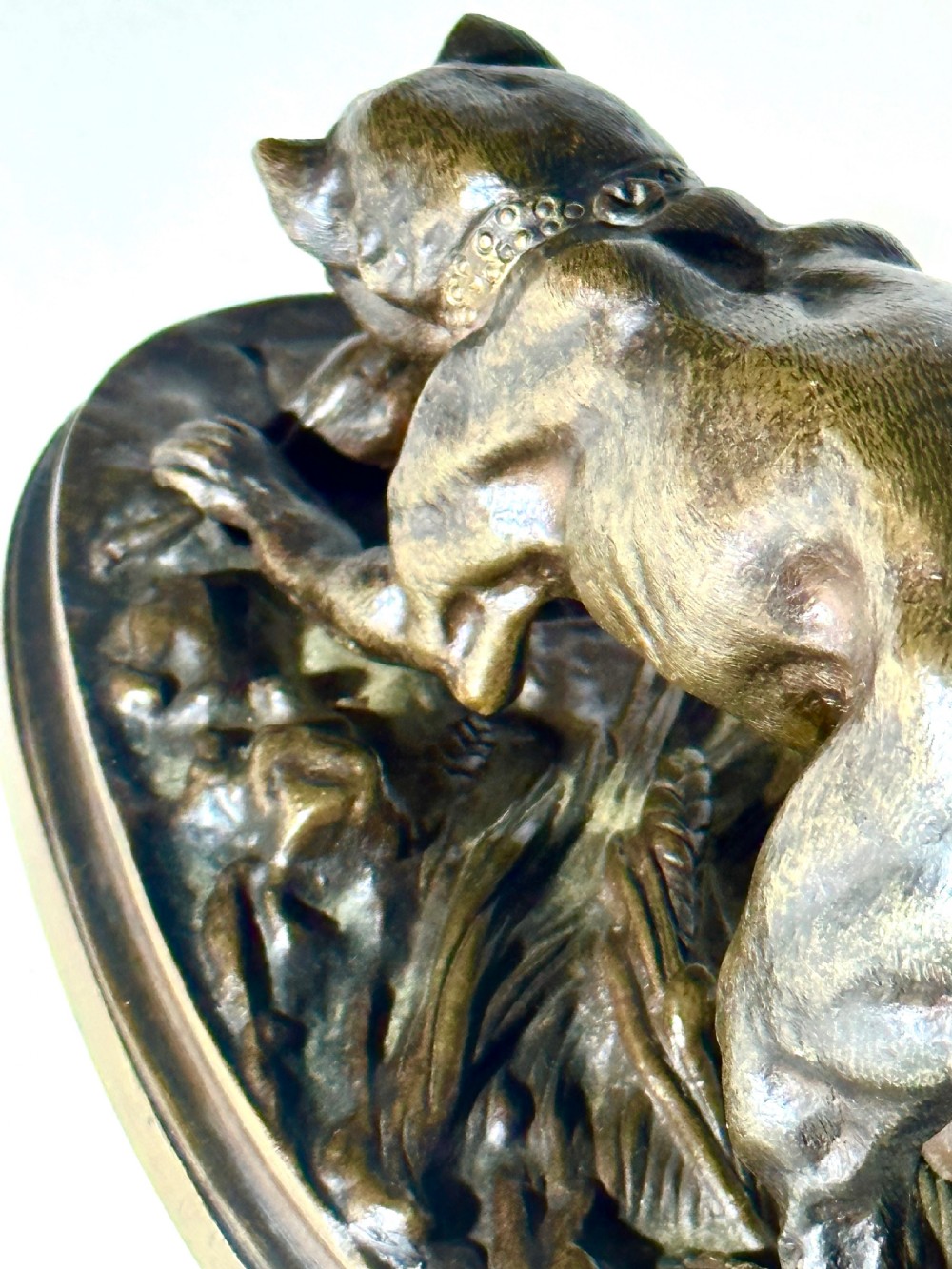 Bronze Sculpture of  a Dog with a Rat View VII