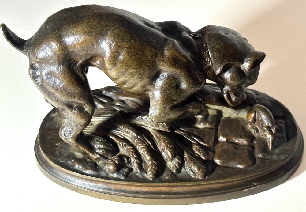 Bronze Sculpture of  a Dog with a Rat View VIII