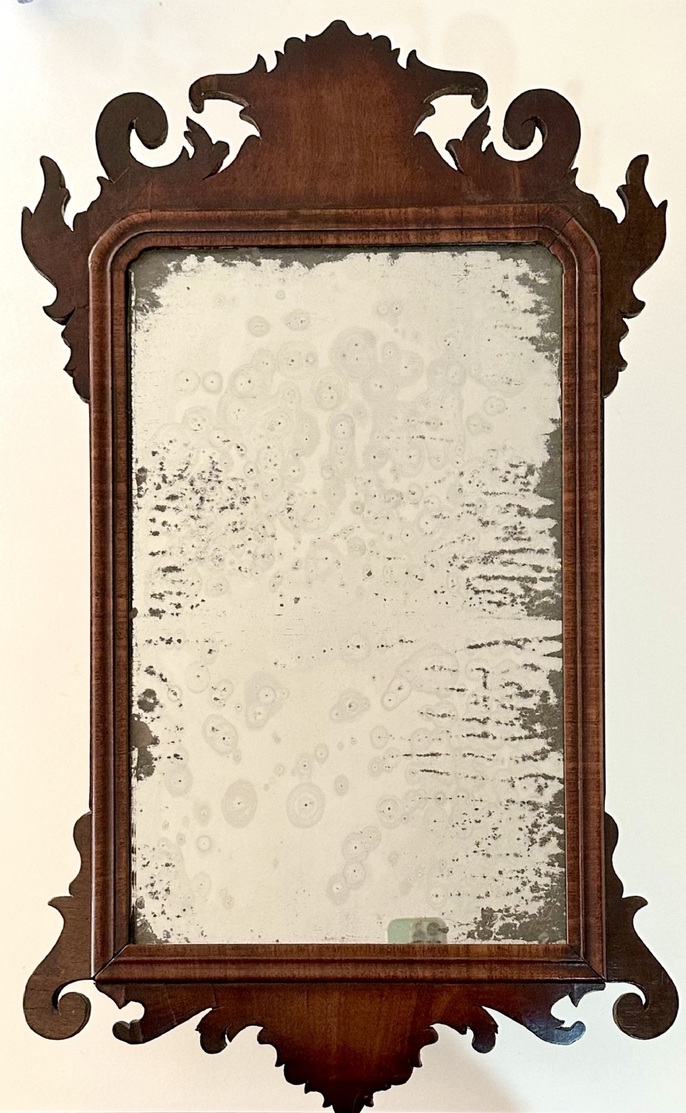 George II Red Walnut Fret Carved Mirror
