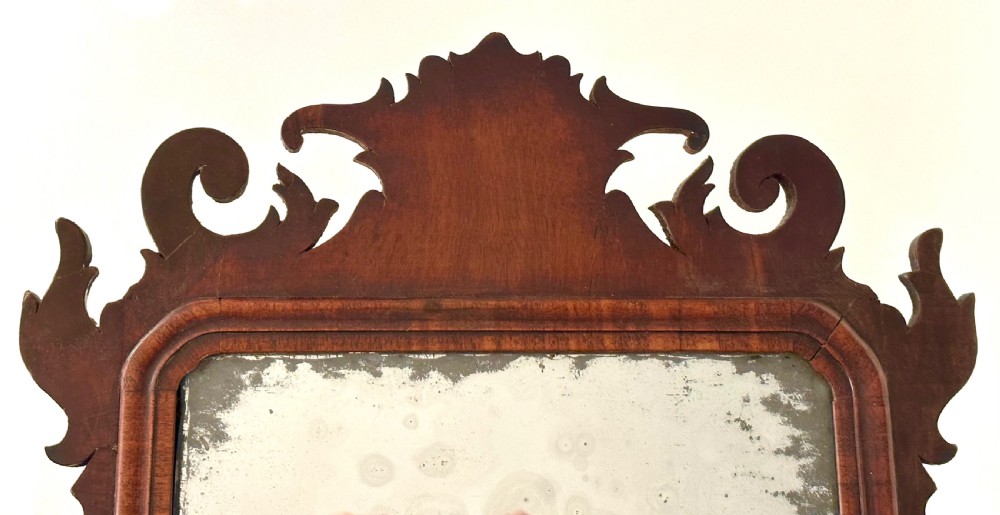 George II Red Walnut Fret Carved Mirror View III
