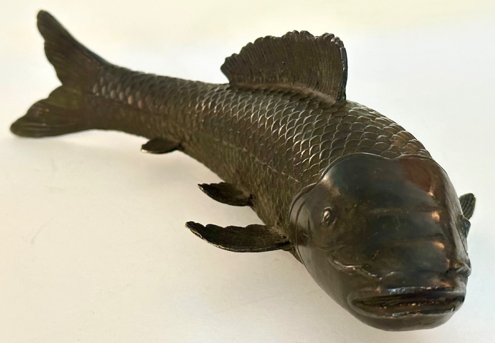 Pair of Bronze Japanese Carp. View III
