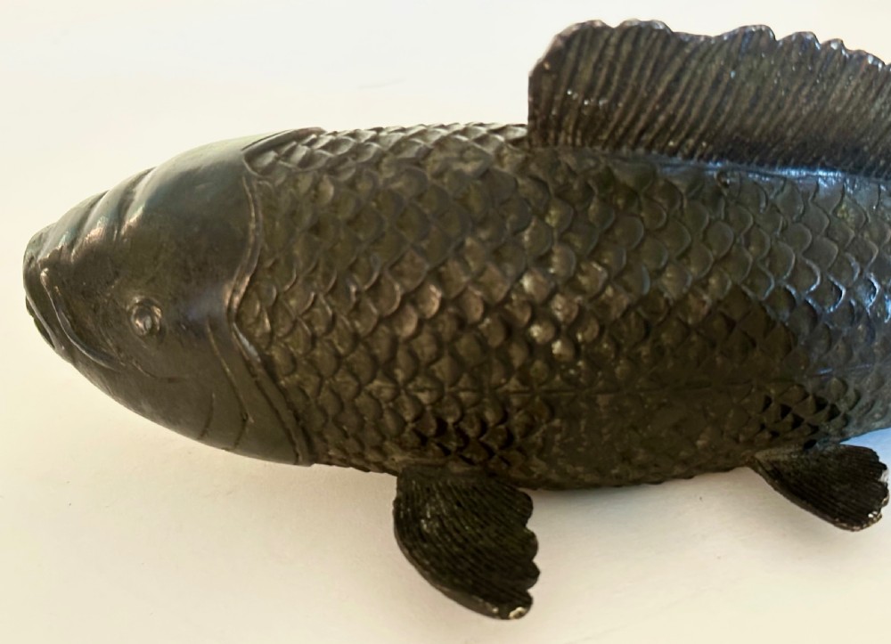 Pair of Bronze Japanese Carp. View V