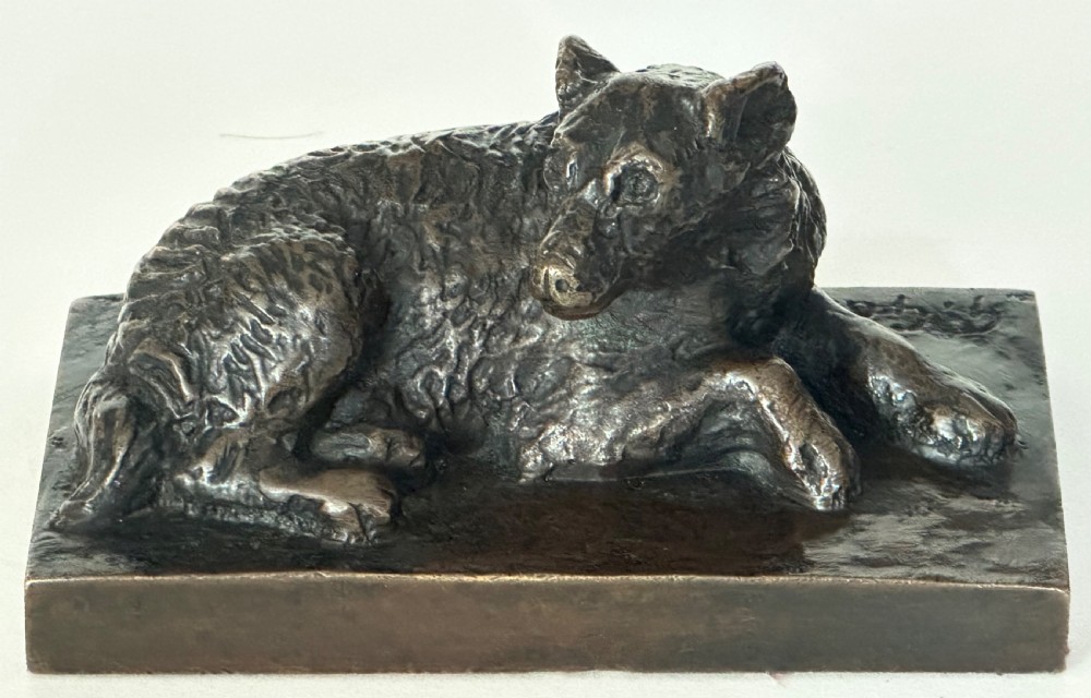 Bronze Dog Paperweight.