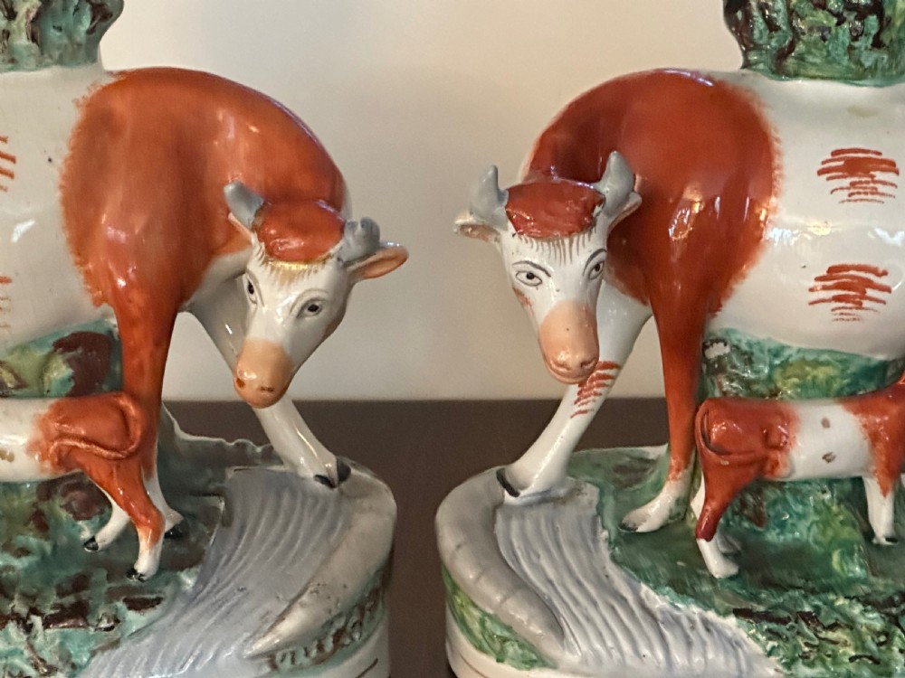 Pair of Staffordshire Spill Vases of Large Proportion View III