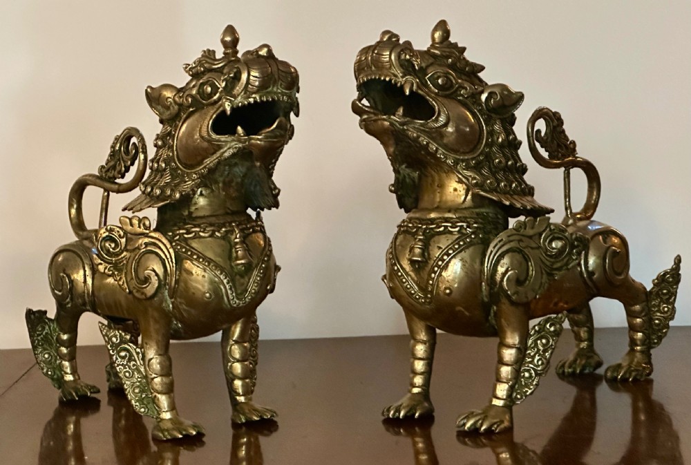 Pair of Chinese Foo Dog Censers 