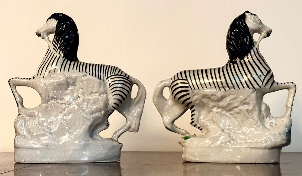 Pair of Staffordshire Zebra 19th Century View II