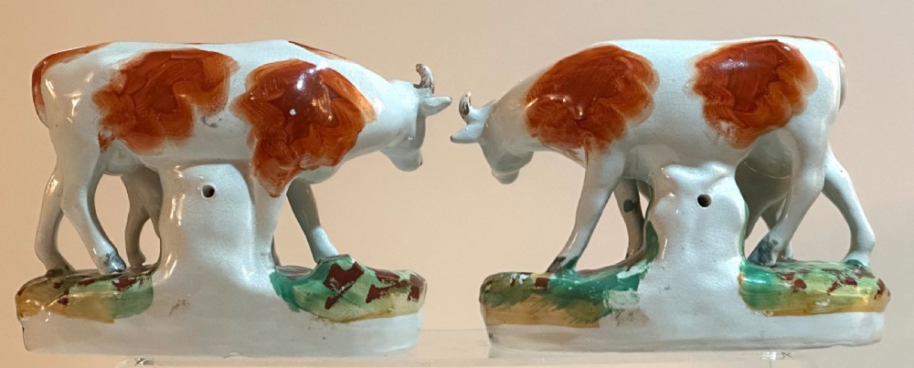 Pair of 19th Century Staffordshire Cows with their Calves View V