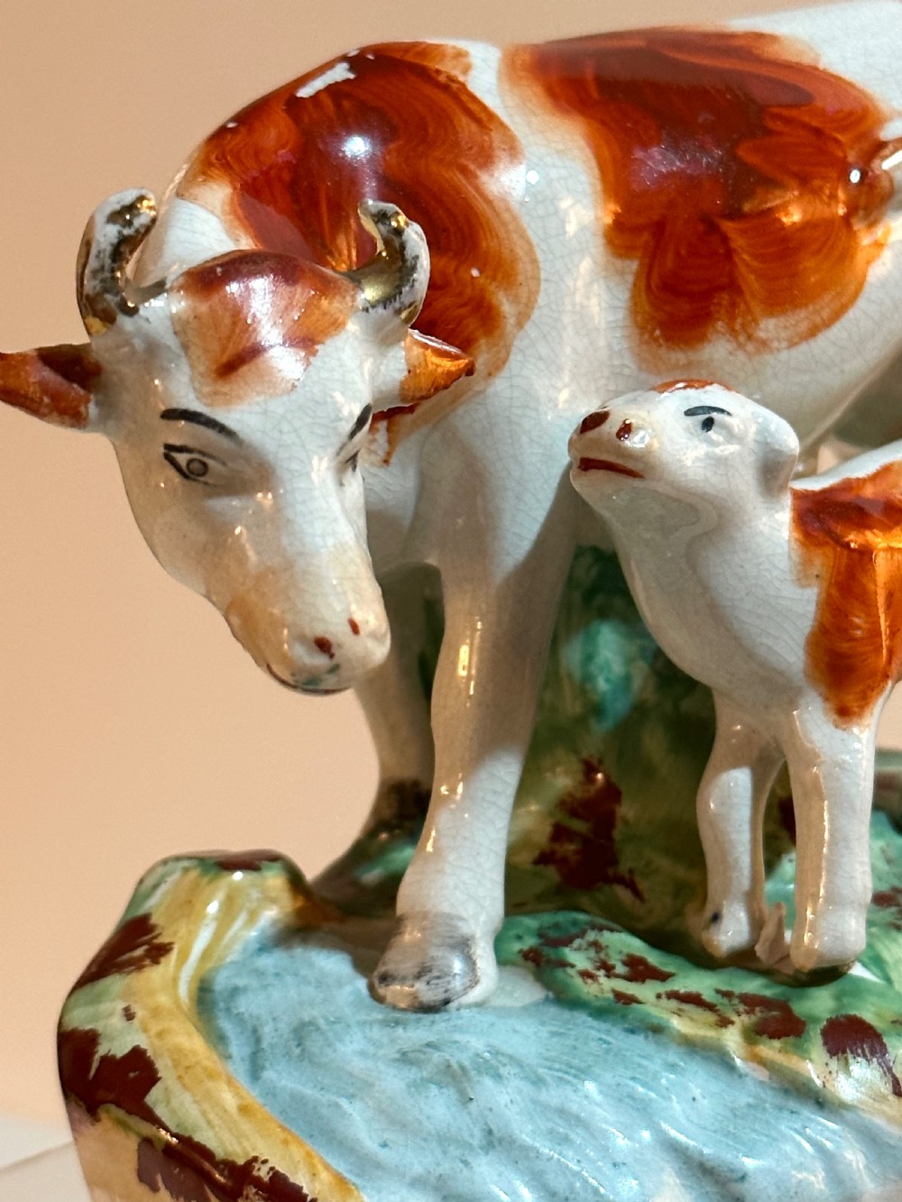 Pair of 19th Century Staffordshire Cows with their Calves View VII