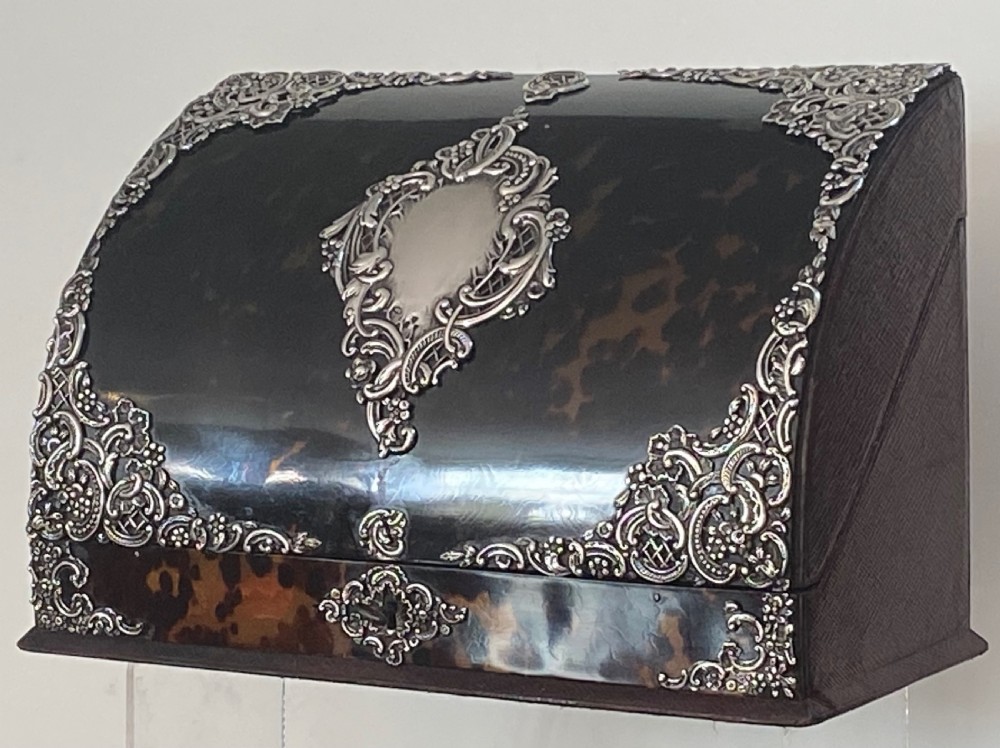 Stationery Box in Silver Mounted Tortoiseshell  View III