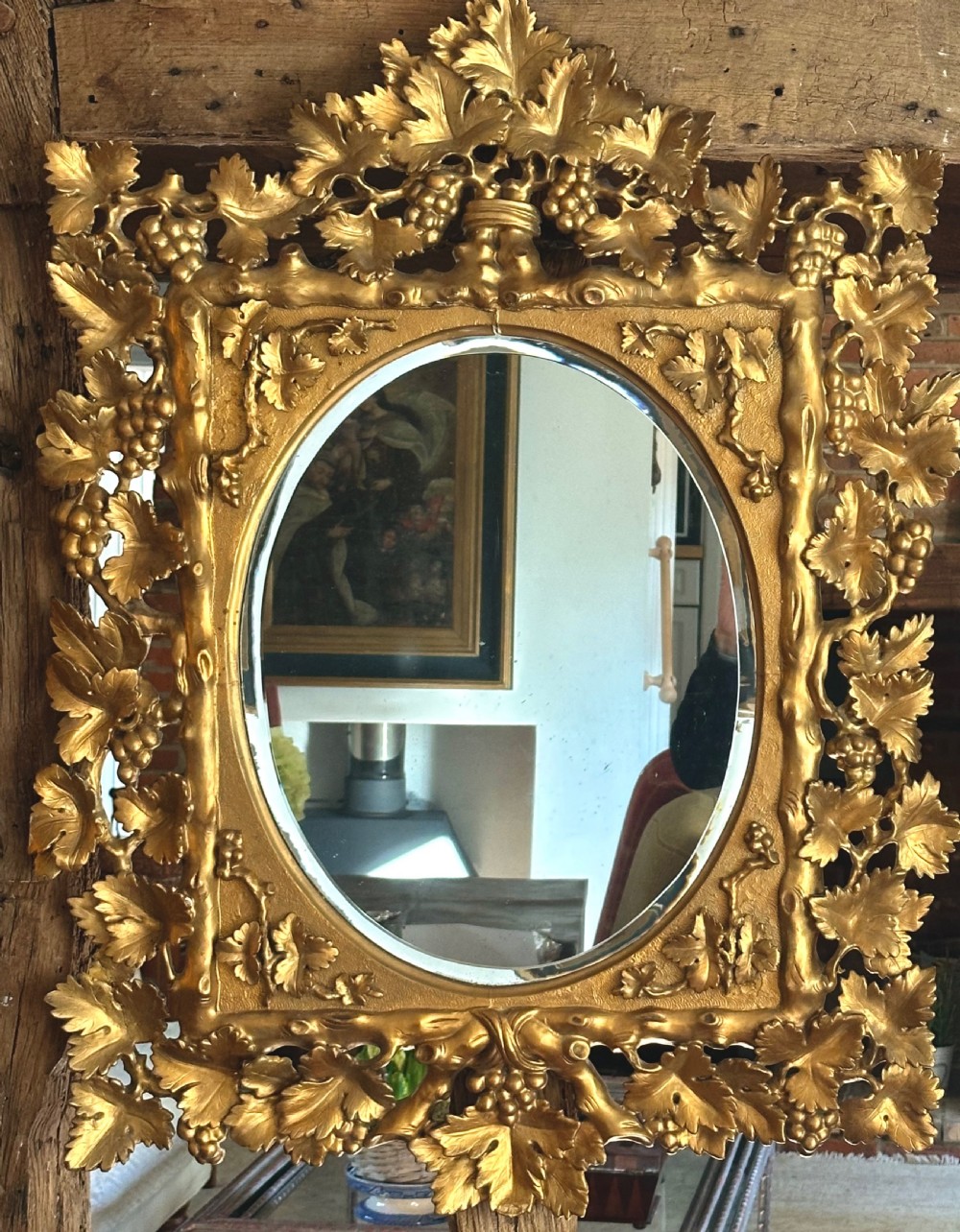 Florentine Mirror with Grape and Vine Design  View II