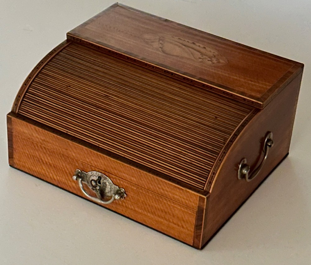 Georgian Satinwood Desk Top Tambour Writing Box