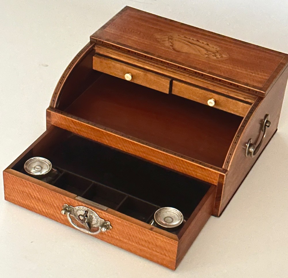 Georgian Satinwood Desk Top Tambour Writing Box View IV