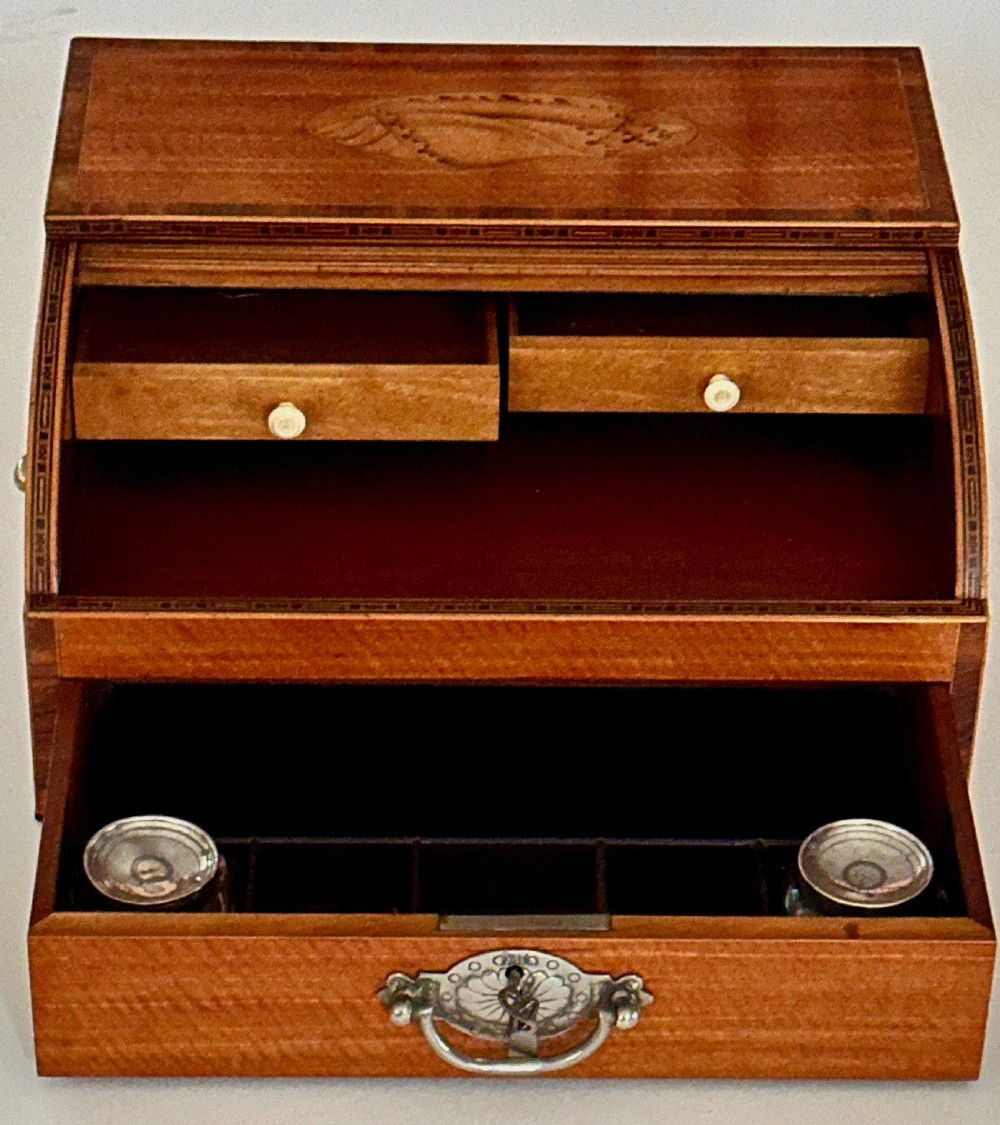 Georgian Satinwood Desk Top Tambour Writing Box View VII