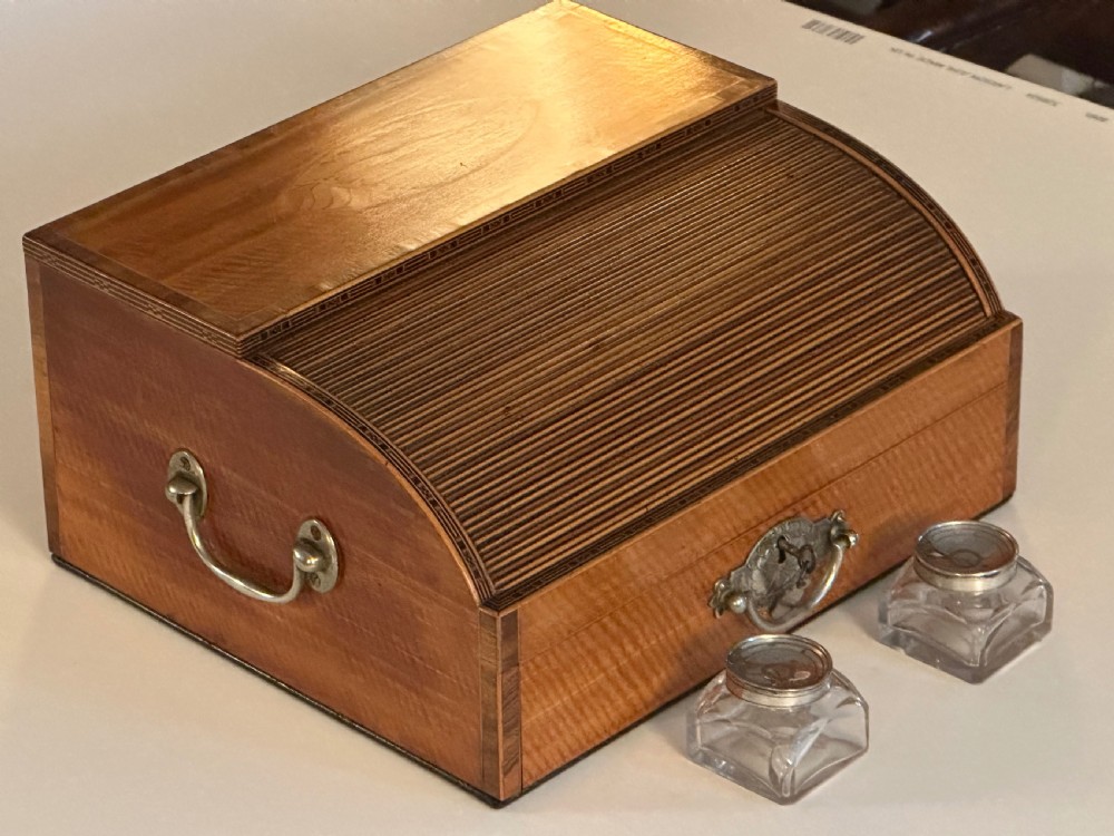 Georgian Satinwood Desk Top Tambour Writing Box View IX