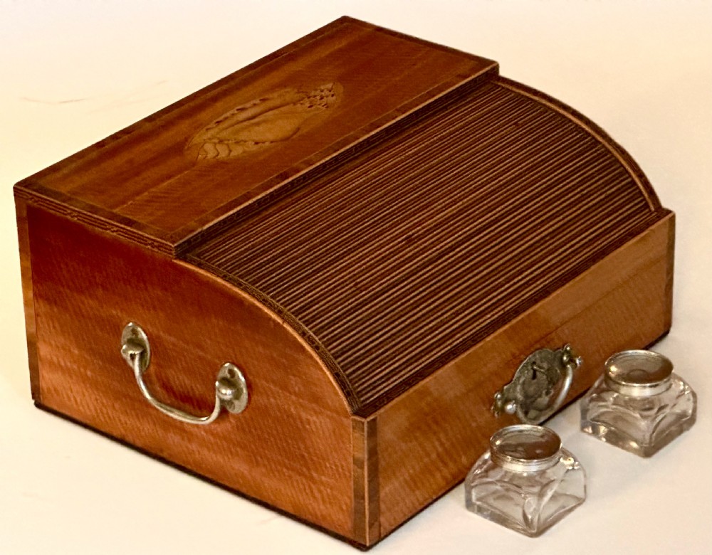 Georgian Satinwood Desk Top Tambour Writing Box View X