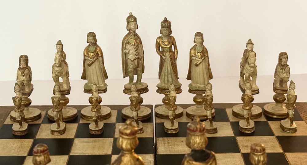Italian Carved Wood Chess Set View IV