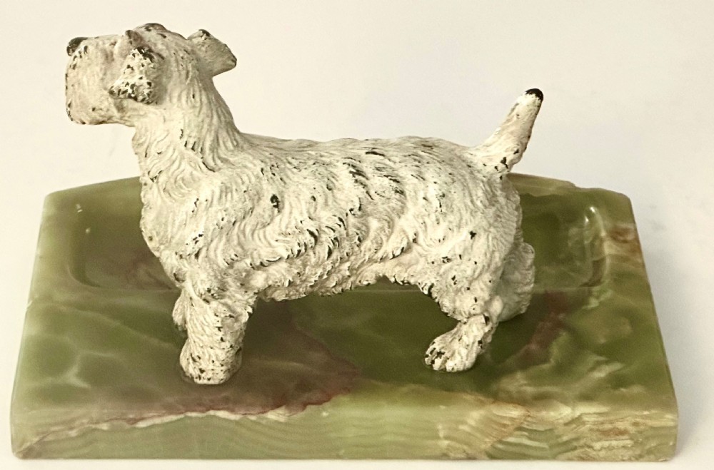 Art Deco Onyx Desk stand with Cold Painted Bronze Dog View IV