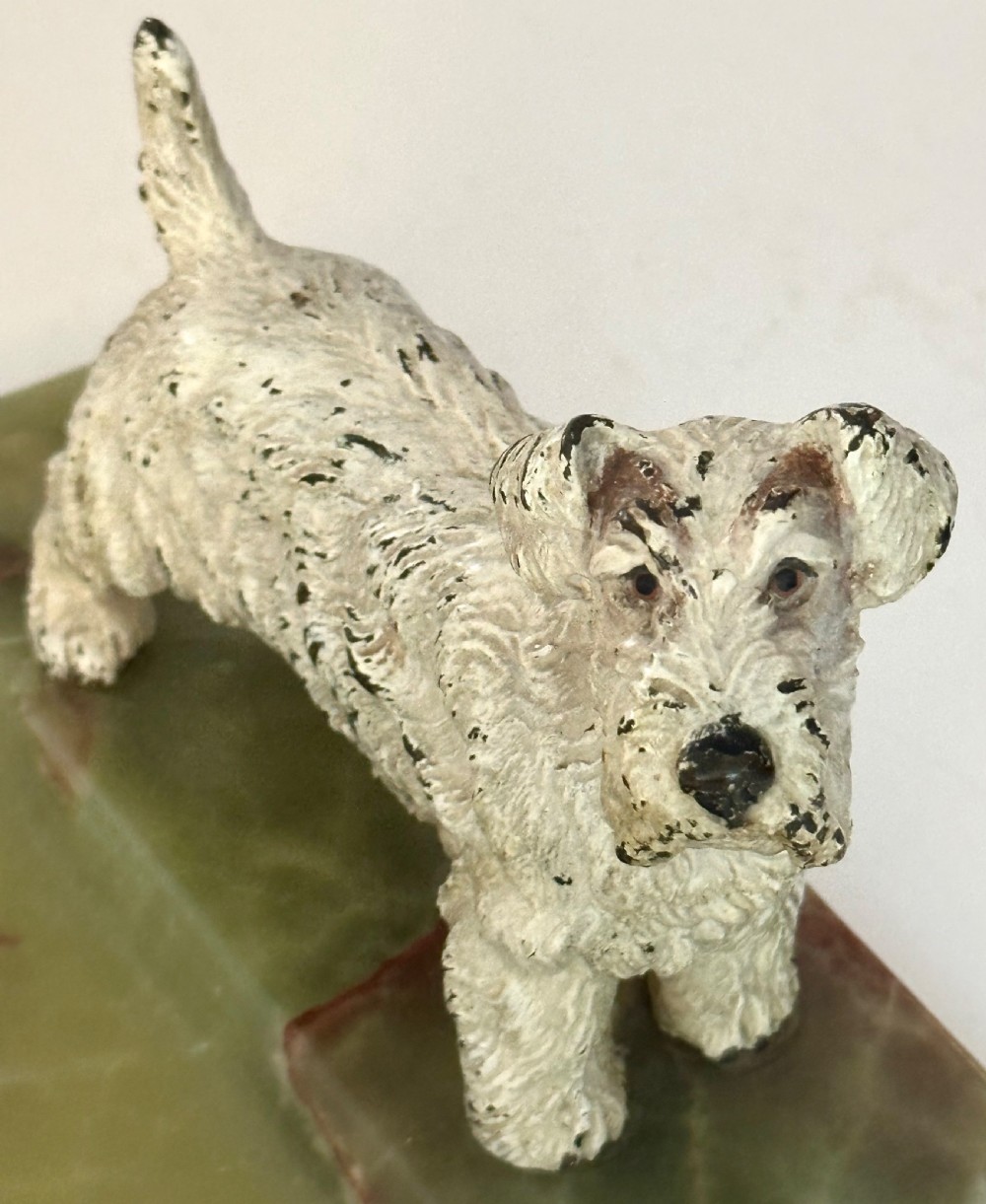 Art Deco Onyx Desk stand with Cold Painted Bronze Dog View V