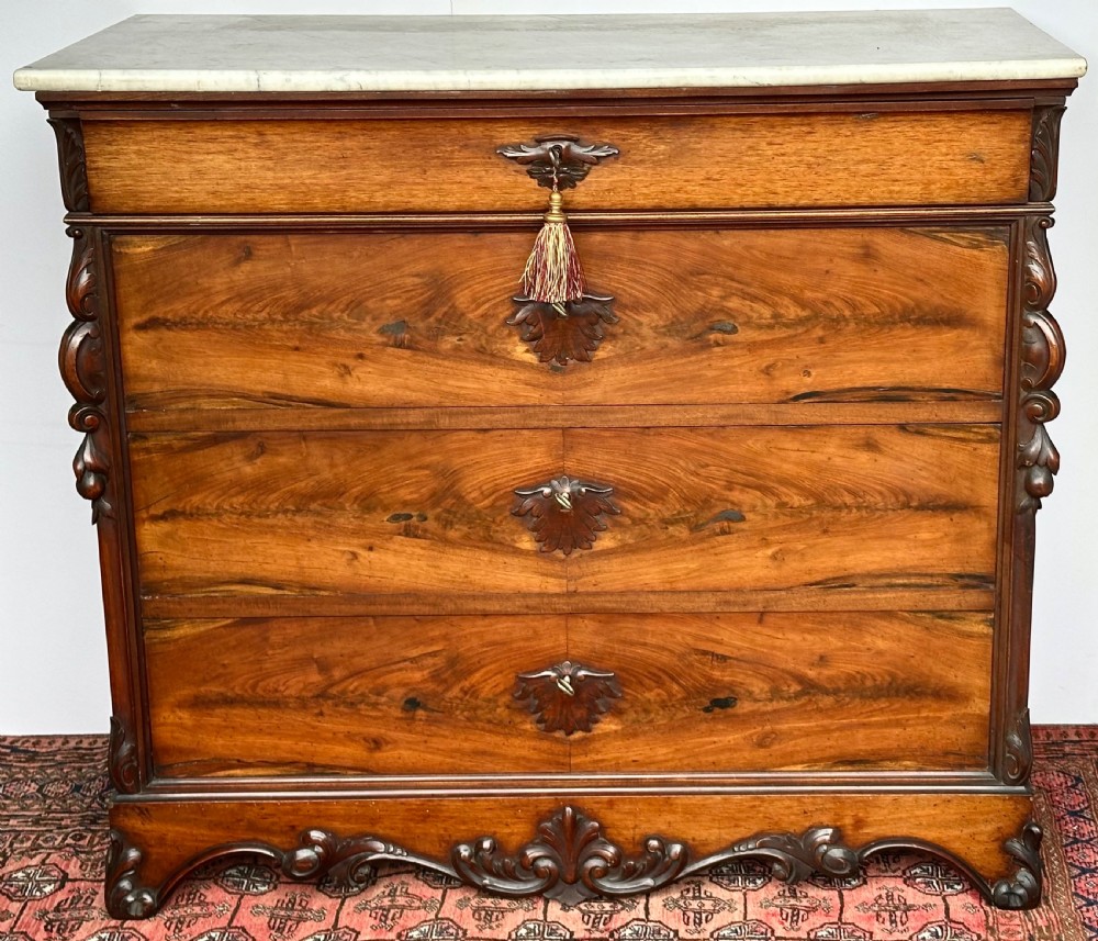 French Walnut Chest of Drawers with Marble Top View III