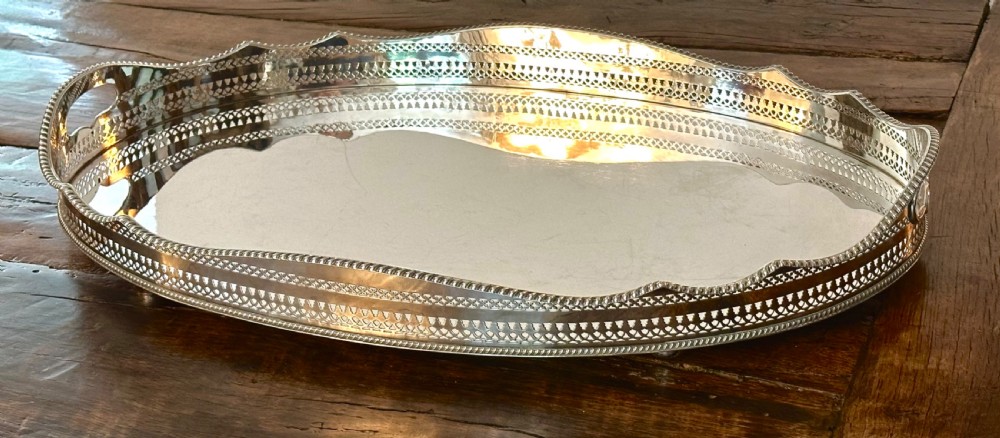 Large Silver Plated Gallery Tray