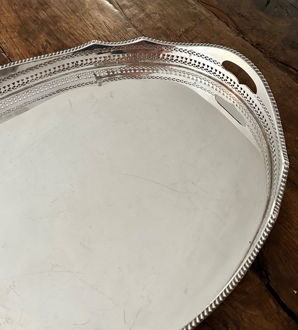 Large Silver Plated Gallery Tray View V