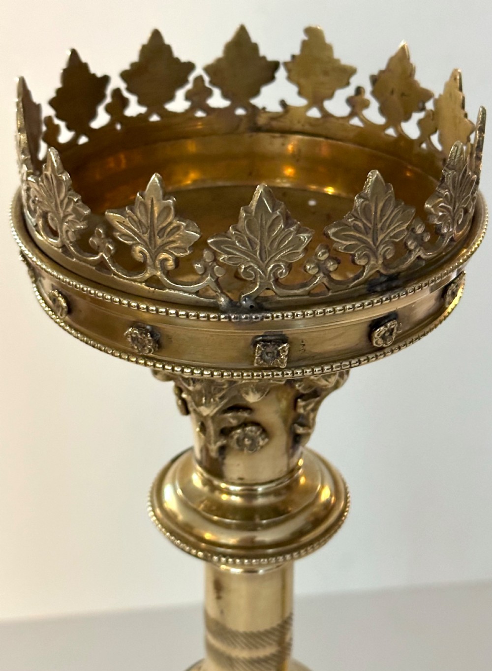 Pair of Brass Ecclesiastical Candlesticks View V