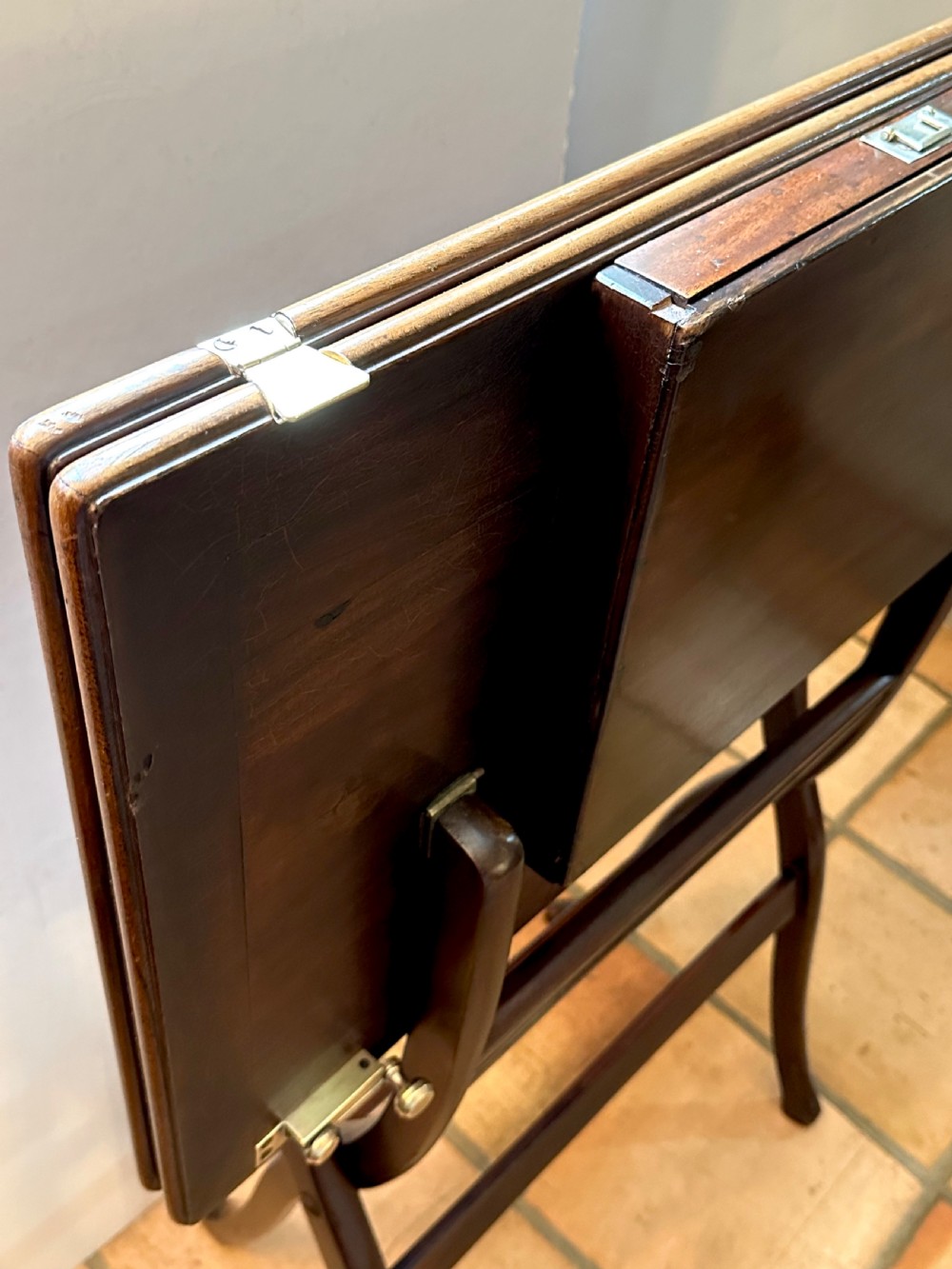 Mahogany Folding Campaign Table View VI