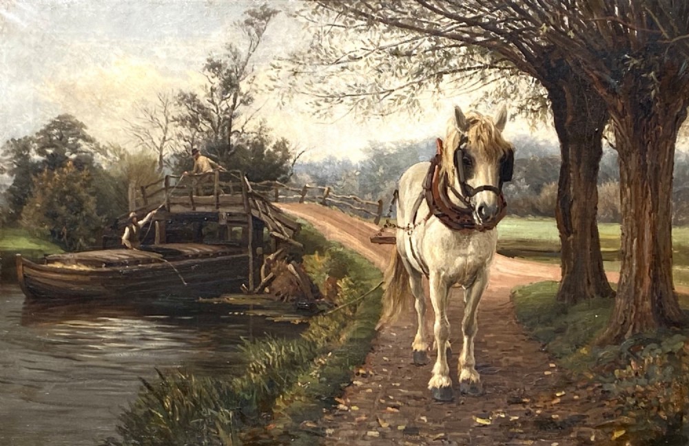 Oil on Canvas depicting a Suffolk Barge Horse