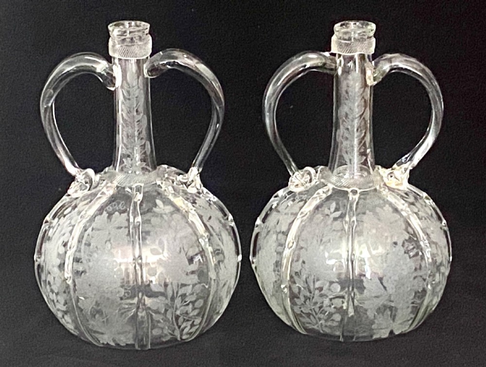 Pair of 18th Century Dutch Wine Flasks