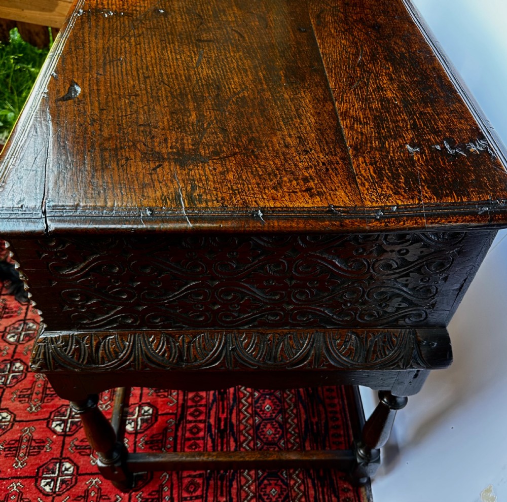 17th Century Oak Bible Box on Later Stand View V