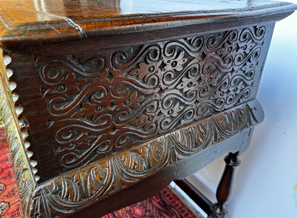 17th Century Oak Bible Box on Later Stand View VI