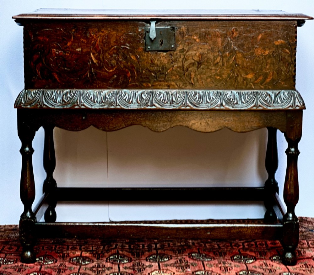 17th Century Oak Bible Box on Later Stand View XIV
